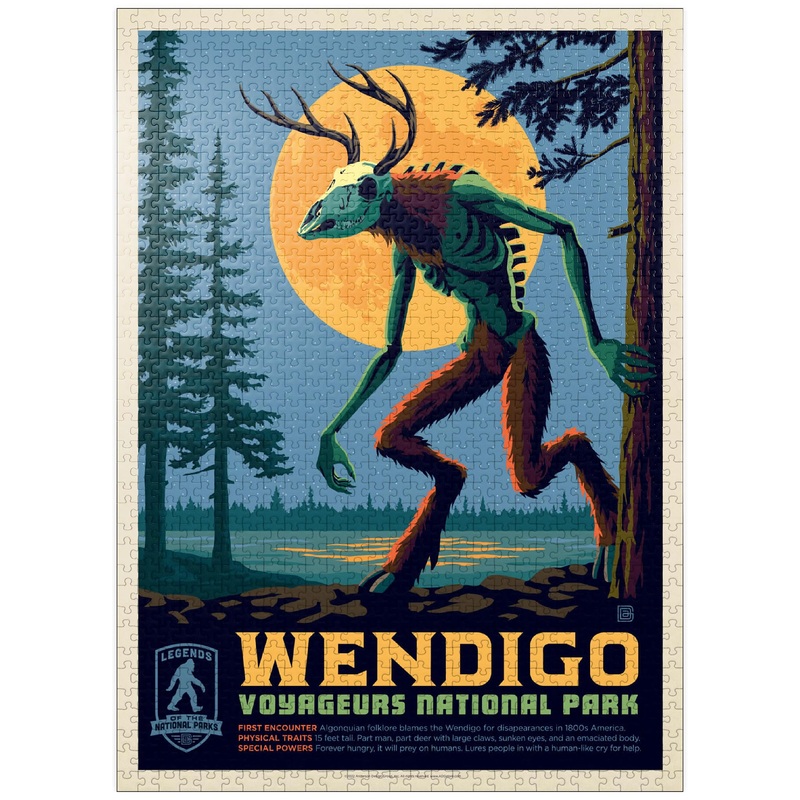 Mypuzzle Legends Of The National Parks: Voyageurs' The Wendigo, Vintage Poster - Premium 1000 Piece Jigsaw Puzzle For Adults