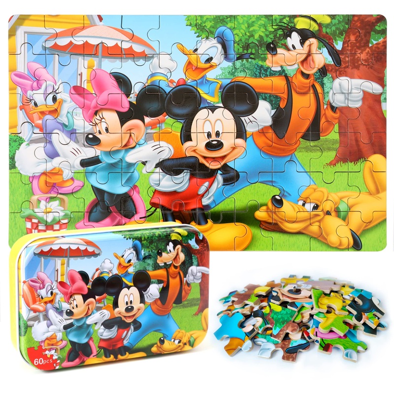 Mzzotoy Puzzles For Kids Ages 4-8, 60 Piece Puzzles For Kids Ages 3-5 In A Metal Box Girls And Boys Learning Educational Jigsaw