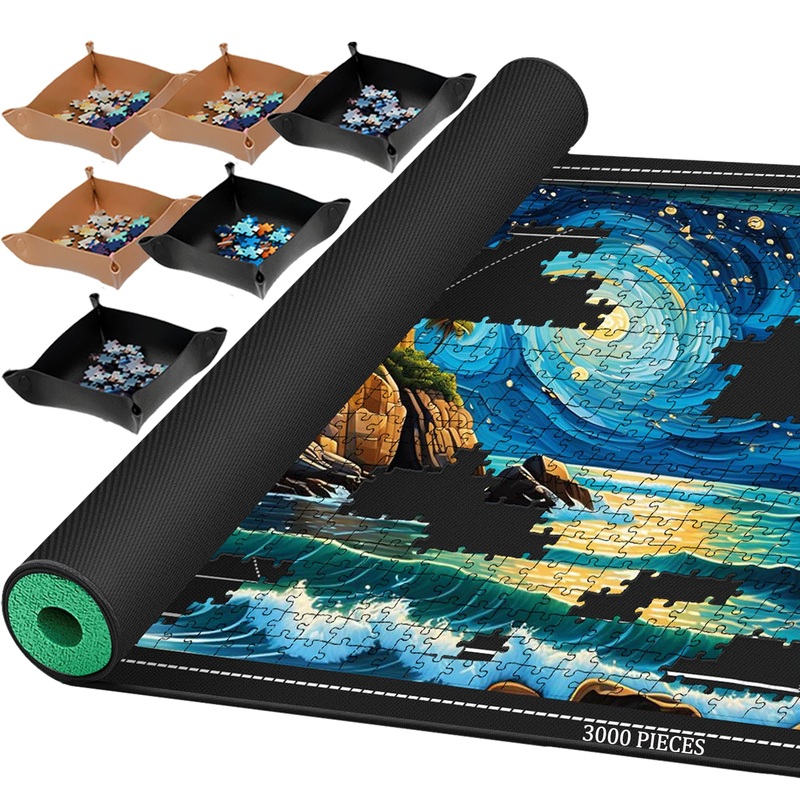 Pohxev Jigsaw Puzzle Mat Roll Up, Portable Saver Pad 48    X 35    Up To 3000 Pieces, Puzzle Matt Rollup With Non-Slip Rubber Bo