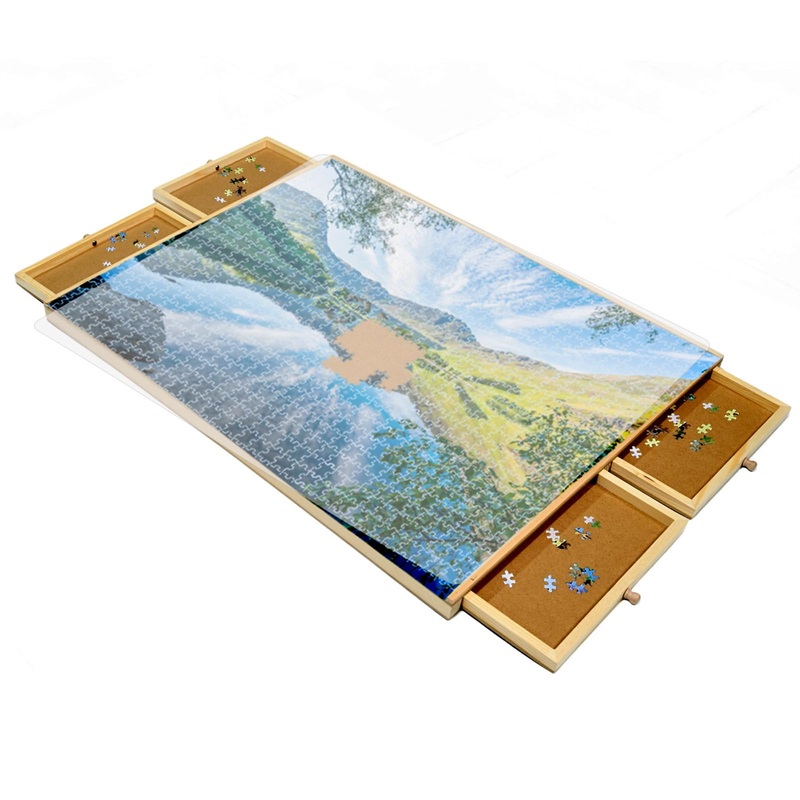 Puzzle Tables With Cover, Expand Size 35'' X 22'' 1000 Piece Jigsaw Puzzle Board,Smooth Plateau Fiberboard Work Surface & Reinfo