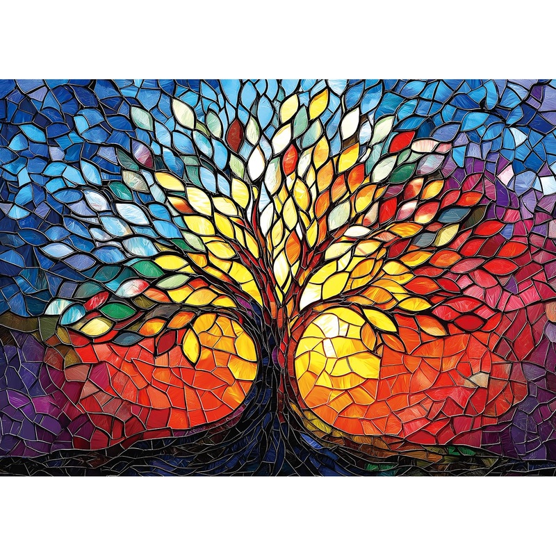 Puzzles For Adults 1000 Pieces Stained Glass Tree Of Life Puzzle For Adults Colorful Mosaic Jigsaw Puzzles 1000 Pieces With Lett