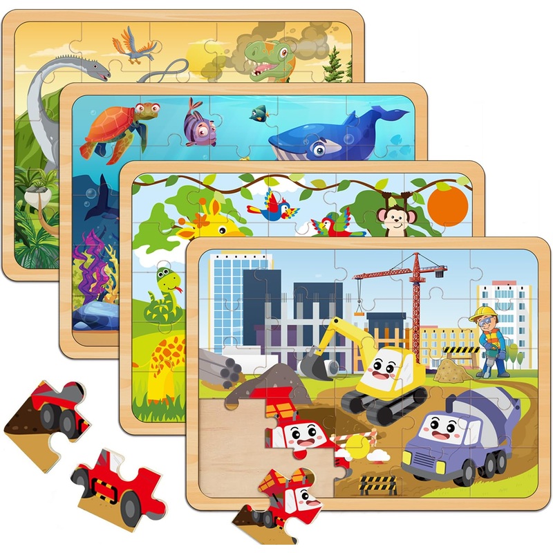 Puzzles For Kids Ages 4-6, Set Of 4 Packs With 24-Piece,Preschool Educational Brain Teaser Toys For Boys And Girls 3-8 Years Old