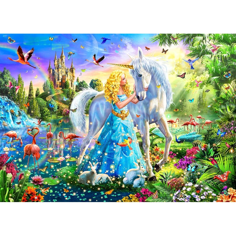 Puzzles For Kids Ages 8-10 6-8 - Princess & Unicorn Puzzle- 200 Piece Jigsaw Puzzles For Kids Ages 10-12 Year Old And Adults.Col