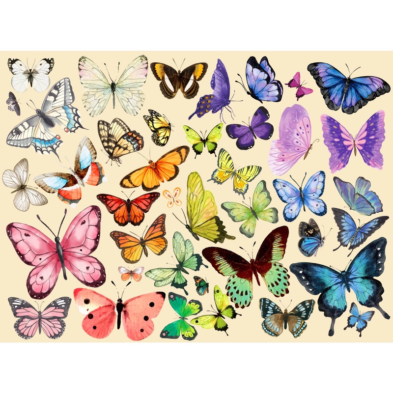 Taozi&Lizhi Jigsaw Puzzles For Adults 1000 Pieces, Color Gradient Series - Graceful Butterflies, Colorful Butterflies Art Puzzle