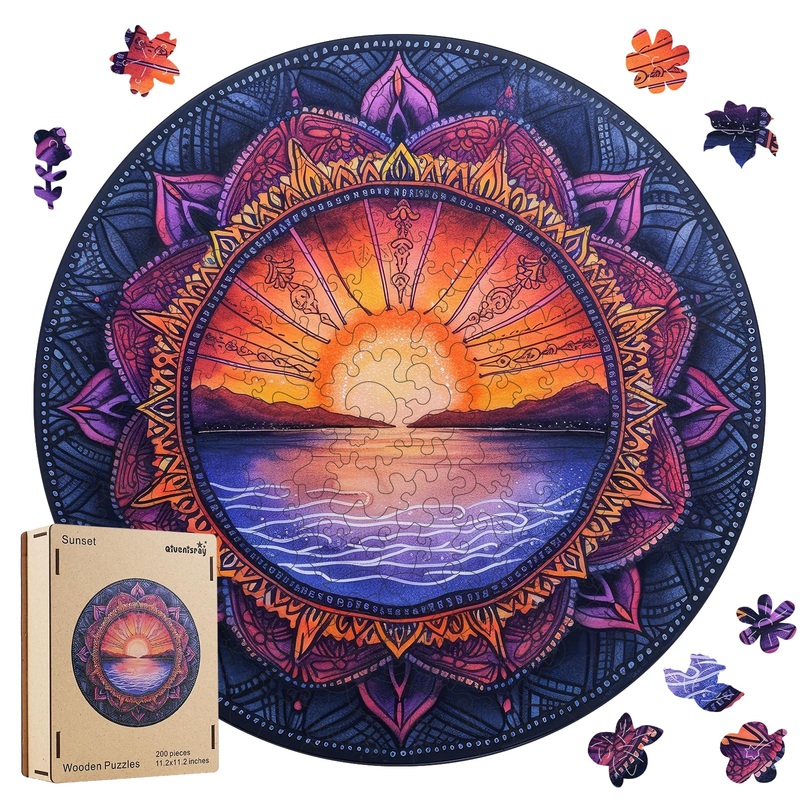 Wooden Jigsaw Puzzles Sunset,200Pcs,12.4X11.4In,Medium,Wooden Puzzles For Adults,Unique Shape Animal Adult Puzzles,Irregular Woo