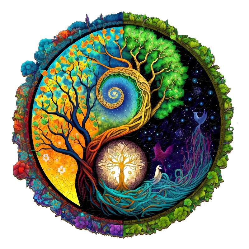 Wooden Puzzles For Adults - Unique Shaped Wooden Jigsaw Puzzles Adult Puzzles, Christmas Creative Gifts For Adults Kids, Yinyang
