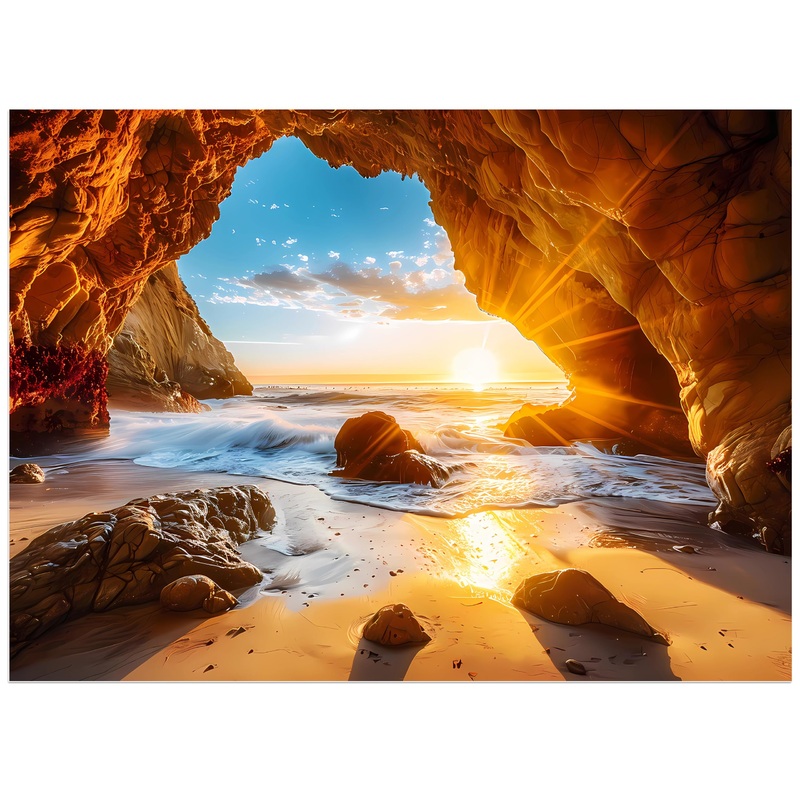 500 Pieces Puzzles For Adults Jigsaw Puzzle Beach Sea Cave Sunset Puzzle For Children Elderly, Recycled Paper Puzzle 500 Pieces,