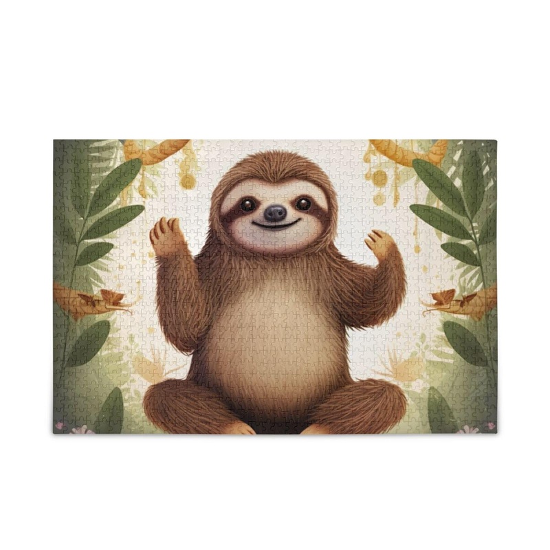 Goodold Cute Sloth Puzzles For Adults And Kids 500 Pieces, Wooden Jigsaw Puzzles, Happy Family Games Ideal