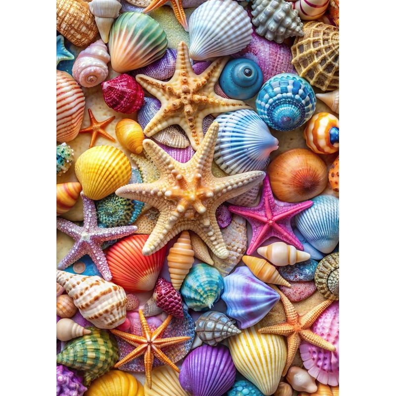 Jigsaw Puzzles For Adults 1000 Pieces-Colorful Seashell And Starfish, 1000 Piece Puzzle For Adults With Letter On Back No Dust,