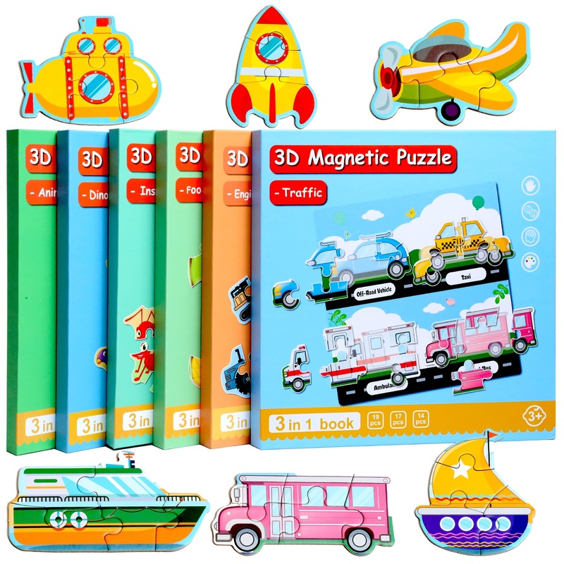 Magnetic Puzzles For Kids Ages 1-3, Travel Toddler Puzzles Ages 2-4 Year, Space Car Activities Toy For Boys & Girls 3-5 Yo - Lea