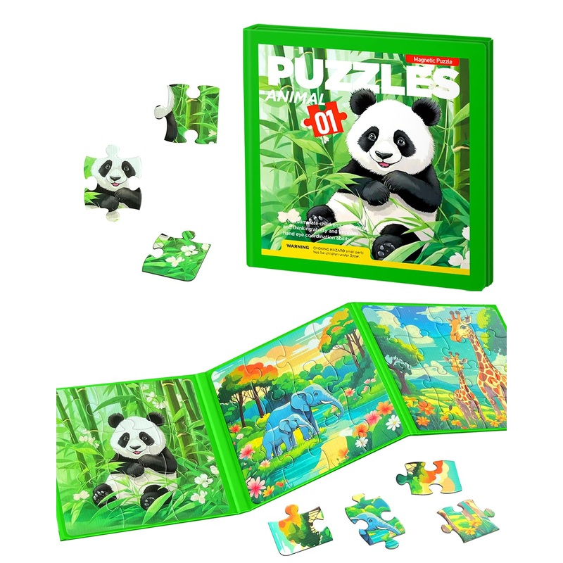 Magnetic Puzzles For Toddlers, Animal Forest Travel Puzzles Games For Kids Ages 3-5, Car Activities Toy For Boys Girls, Children