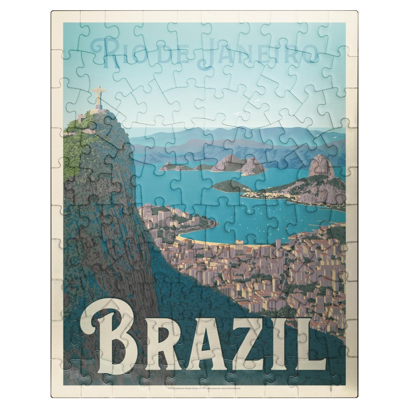 Mypuzzle Brazil: Rio De Janeiro Harbor View, Vintage Poster - Premium 100 Piece Jigsaw Puzzle For Adults
