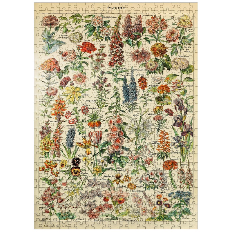 Mypuzzle Fleurs - Flowers For All, Vintage Art Poster, Adolphe Millot - Premium 500 Piece Jigsaw Puzzle For Adults