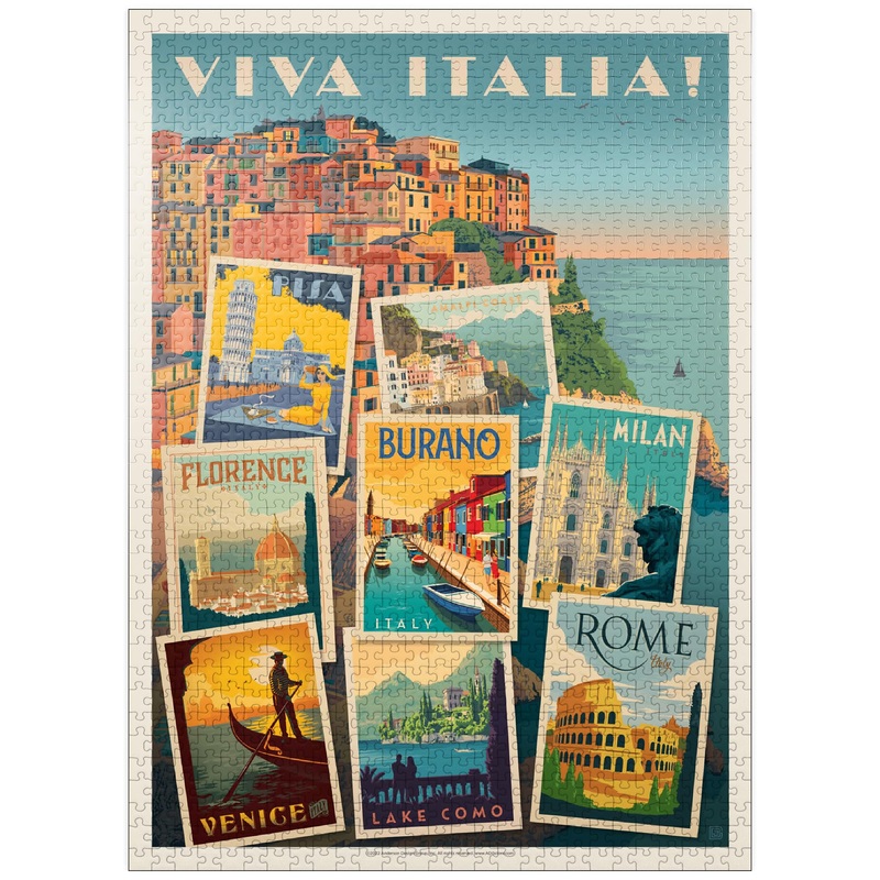 Mypuzzle Italy: Viva Italia! Collage, Vintage Poster - Premium 1000 Piece Jigsaw Puzzle For Adults