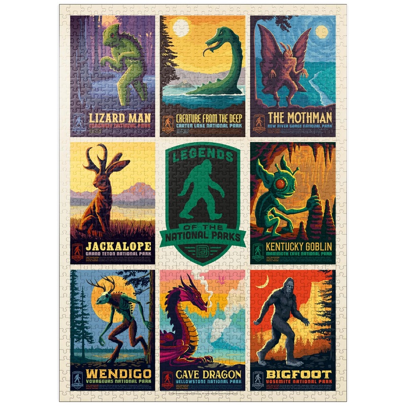 Mypuzzle Legends Of The National Parks: Multi-Image Print - Edition 1, Vintage Poster - Premium 1000 Piece Jigsaw Puzzle For Adu