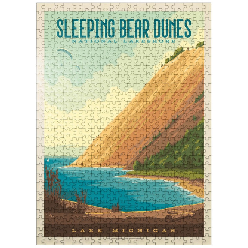 Mypuzzle Sleeping Bear Dunes National Lakeshore, Vintage Poster - Premium 500 Piece Jigsaw Puzzle For Adults