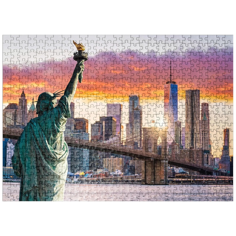 Mypuzzle Statue Of Liberty And New York City Skyline At Sunset Usa - Premium 500 Piece Jigsaw Puzzle For Adults