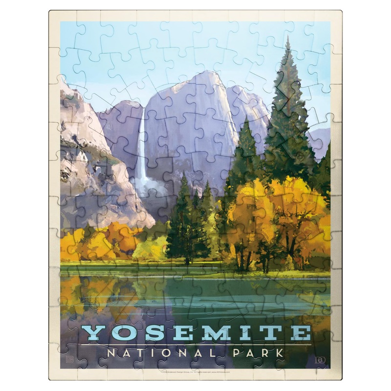 Mypuzzle Yosemite National Park: Golden Vista, Vintage Poster - Premium 100 Piece Jigsaw Puzzle For Adults