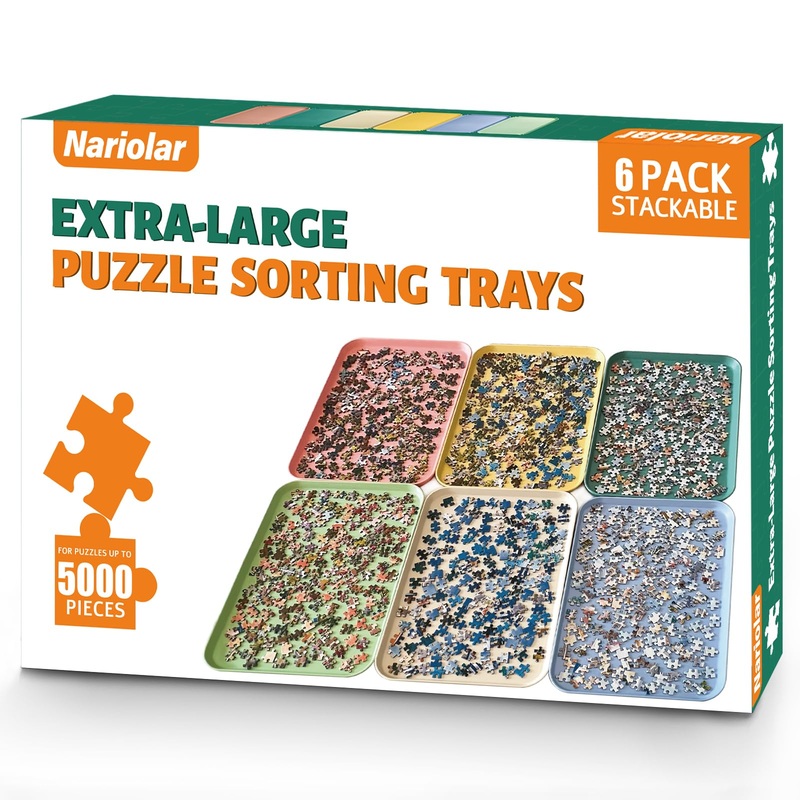 Nariolar 16.9'' X 12'' Extra-Large Puzzle Sorting Trays Stackable, 6 Pack Puzzle Sorter For Sorting 2000/3000/5000 Puzzle Pieces