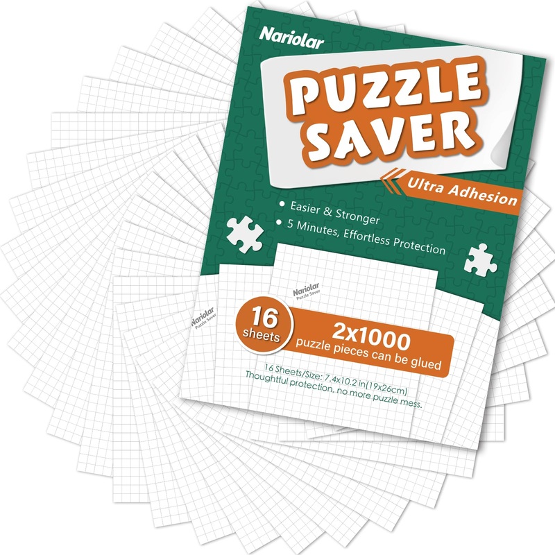 Nariolar Ultra Adhesion Puzzle Glue Sheets, 16 Puzzle Saver Sheets Preserves 2  1000 Pieces Jigsaw Puzzle, Puzzle Saver For Easy
