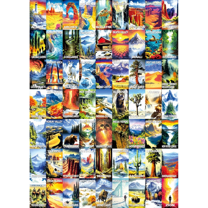 National Parks Puzzles For Adults 1000 Pieces Nature Travel Poster Map Beautiful Landscape Puzzle For Adults Jigsaw Puzzles 1000