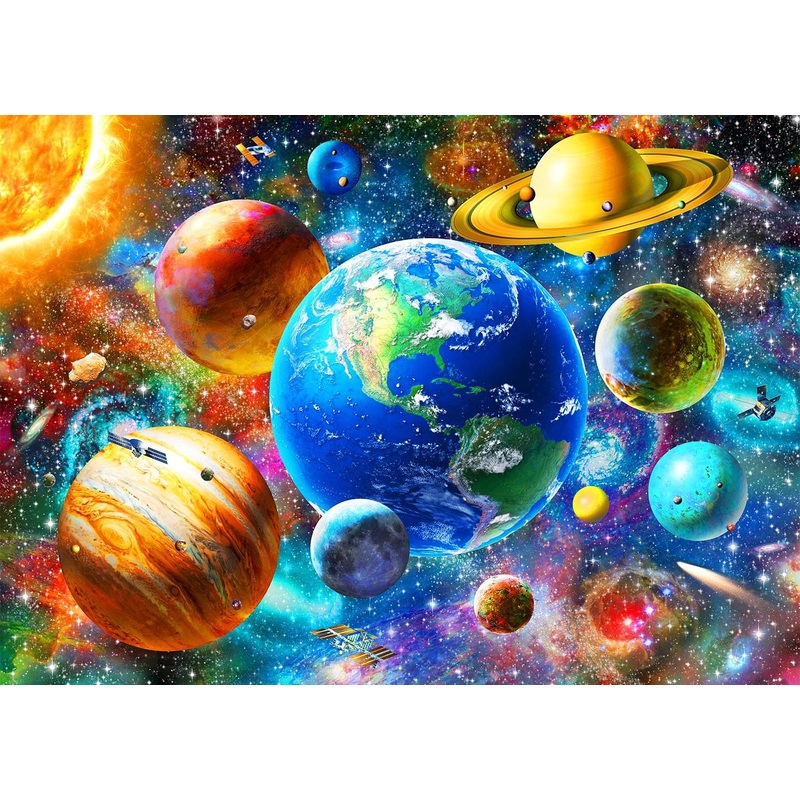 Puzzles For Kids Ages 8-10 6-8 - Solar System Planets Floor Puzzle- 200 Piece Jigsaw Puzzles For Kids Ages 10-12 Year Old And Ad