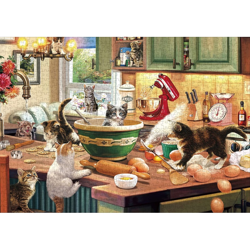 Rajrned Puzzles For Adults - Jigsaw Puzzles 1000 Pieces - Kitchen Cats
