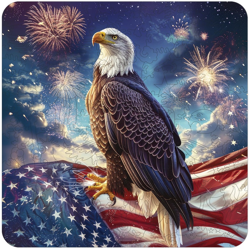 Reouinty Wooden Puzzle For Adults, Eagle Flag Wooden Jigsaw Puzzles(15.9 * 15.6In-500Pcs), Beautiful Wooden Puzzle With Box Birt