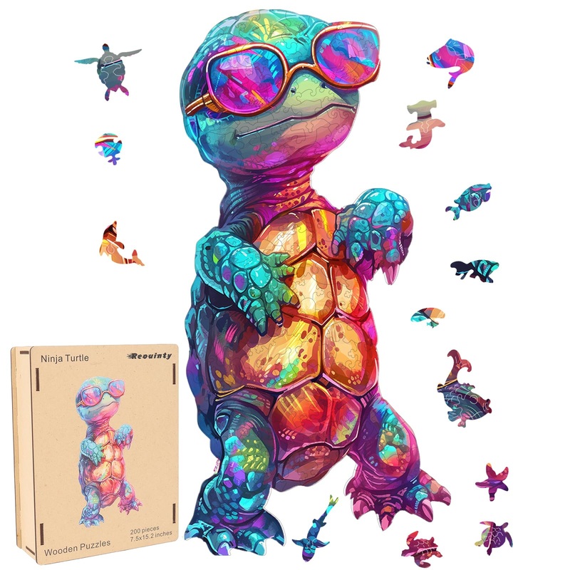 Reouinty Wooden Puzzle For Adults, Ninja Turtle Wooden Jigsaw Puzzles(7.5 * 15.2In-200Pcs), Beautiful Wooden Puzzle With Box Bir