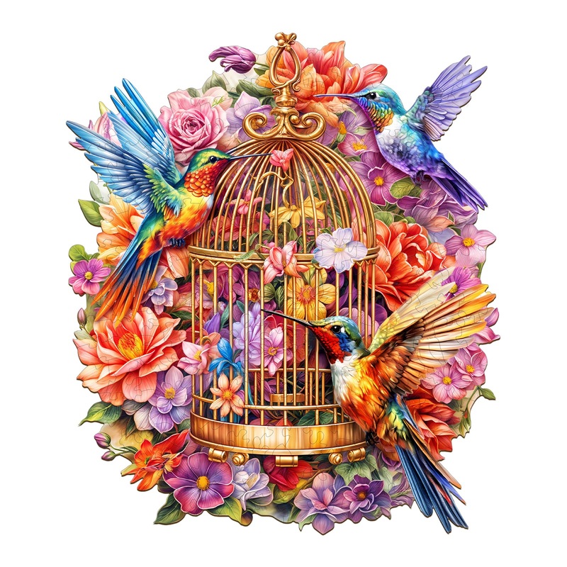 Wooden Puzzles For Adults - Unique Shaped Wooden Jigsaw Puzzles For Adults And Kids - Hummingbird Wooden Puzzles - Christmas Bir