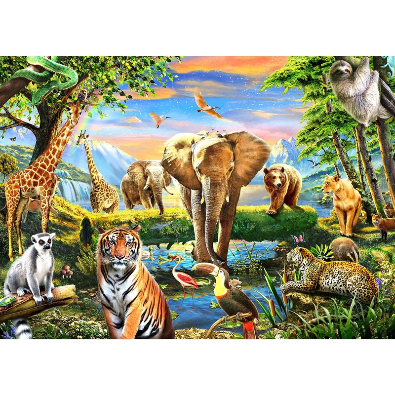 1000 Pieces Puzzles For Adults, Animal World Jigsaw Puzzle Challenging Night Game, Interlock Perfectly No Dust, For House Decora