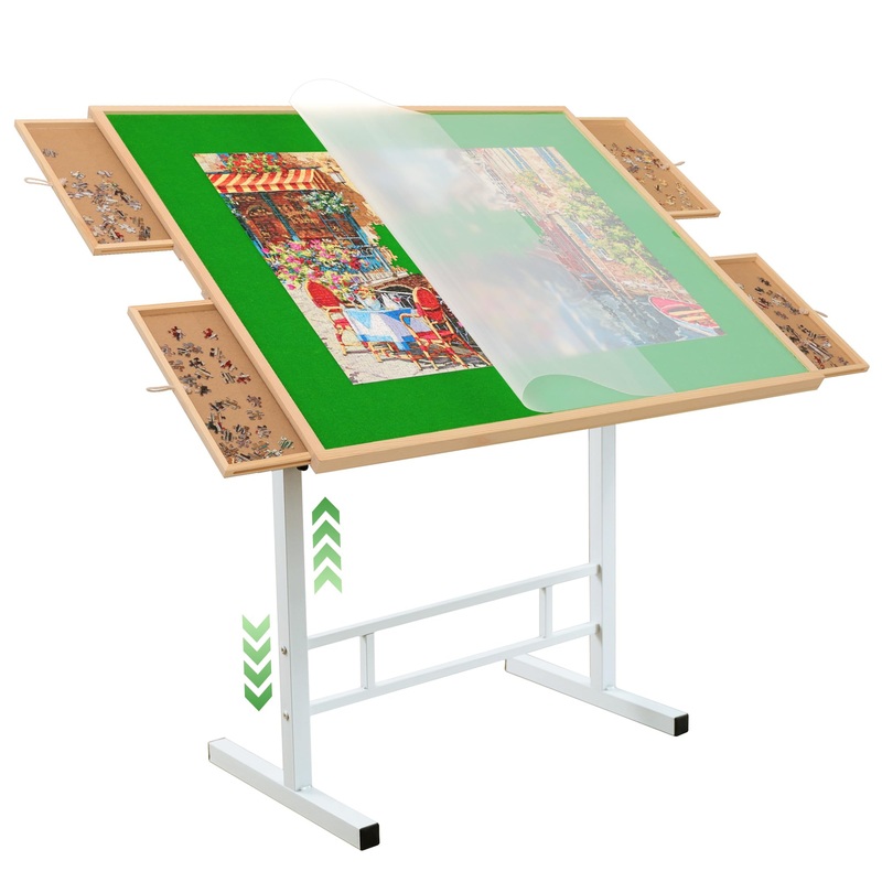 1500 Pieces Puzzle Table With Legs Portable Jigsaw Puzzle Table With Drawers Angle & Height Adjustable Puzzle Tables For Adults