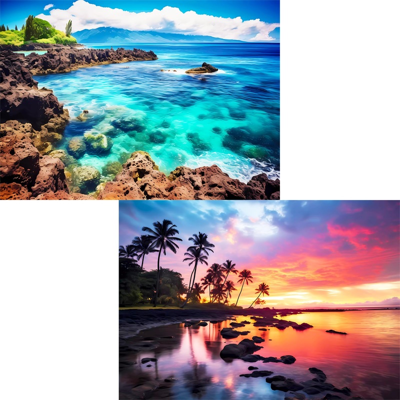 2 Pack 1000 Piece Puzzle For Adults Puzzles For Adults 1000 Pieces And Up 2000 Piece Puzzles For Adults Beach Coconuttree Reef L