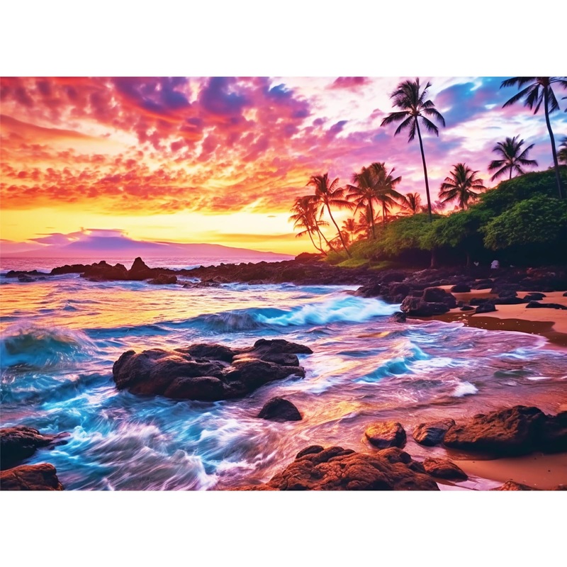 500 Piece Beach Puzzle For Adults-Sunset Puzzle | Recycled Cardboar Jigsaw Puzzles 500 Pieces | Challenging Family Activity Grea
