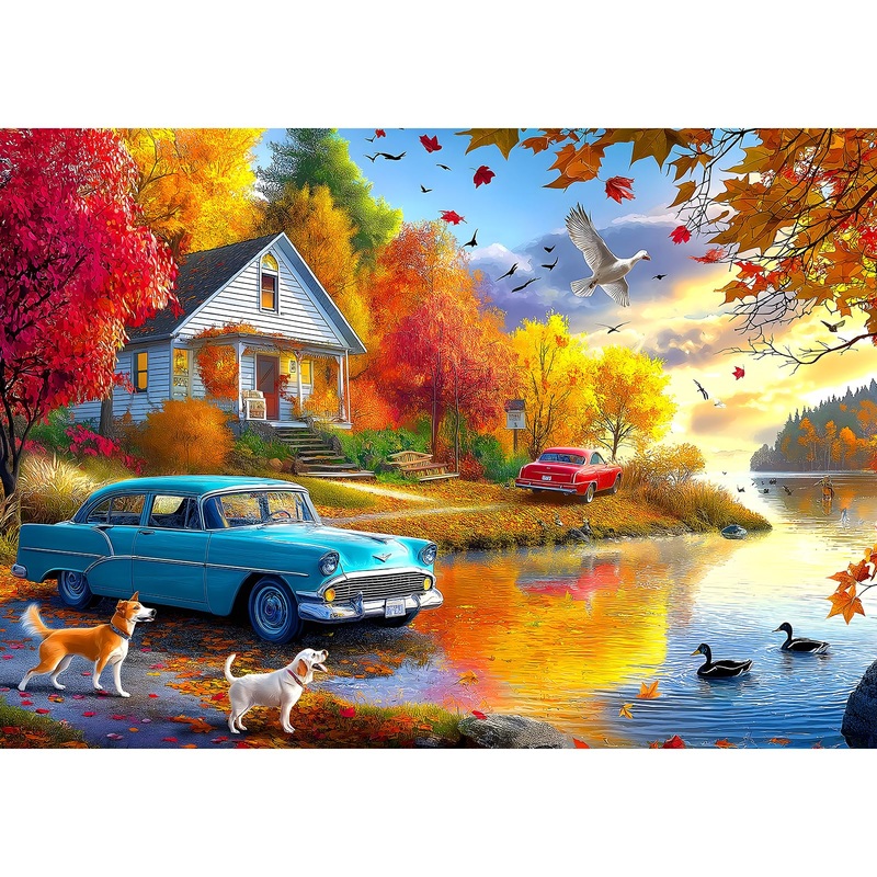 500 Piece Puzzles For Adults Autumn Lakeside House Jigsaw Puzzles For Adults Fall Village Landscape Jigsaw Puzzles 500 Pieces Ch