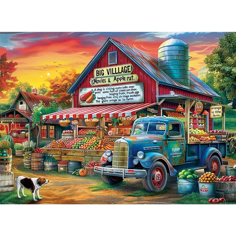 500 Pieces Jigsaw Puzzles For Adults-Country Store Puzzle For Adults Children Elderly-Recycled Paper Puzzle 500 Pieces-Glossy, S