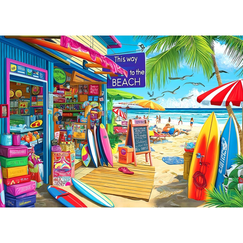 Beach Shop Puzzles For Adults 1000 Pieces Summer Surf Shack Puzzle For Adults Jigsaw Puzzles 1000 Pieces With Letters On Back Ha