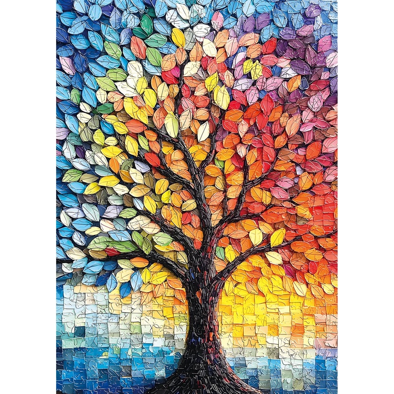 Blueforest Puzzles For Adults 1000 Pieces Tree Of Life Colorful Mosaic Jigsaw Puzzle 1000 Piece, Impossible Hard Difficult Chall