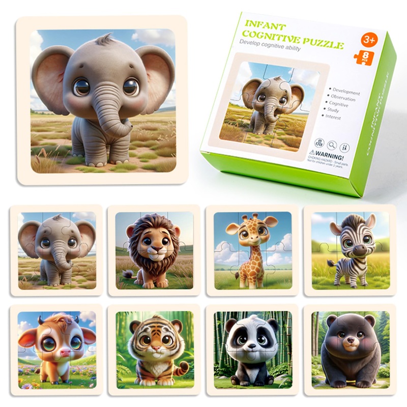 Einzufuf Puzzles For Toddlers 2-4, 8 Packs 6 Pcs Animals Puzzles For Kids Ages 4-6 Montessori Toys Educational Toys - 2 3 4 5 Ye