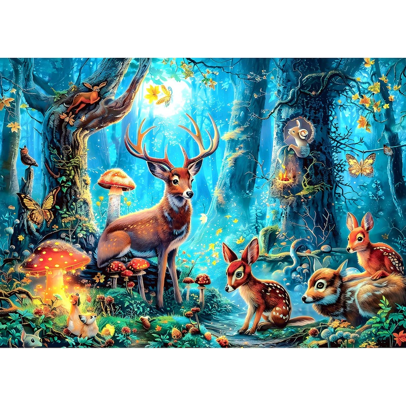 Forest Deer Jigsaw Puzzles For Adults Cute Animal 1000 Piece Puzzle For Adults With Letters On Back Challenging Family Puzzle Ga