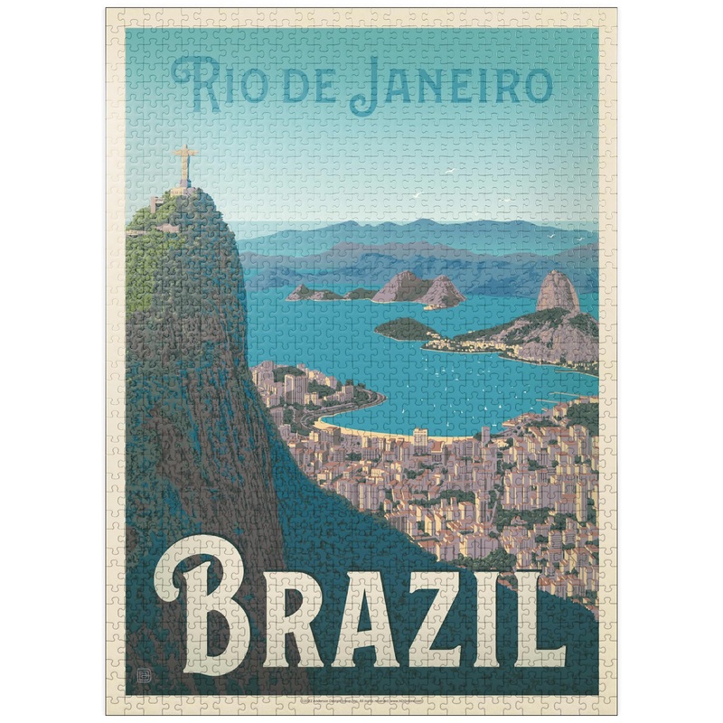 Mypuzzle Brazil: Rio De Janeiro Harbor View, Vintage Poster - Premium 1000 Piece Jigsaw Puzzle For Adults