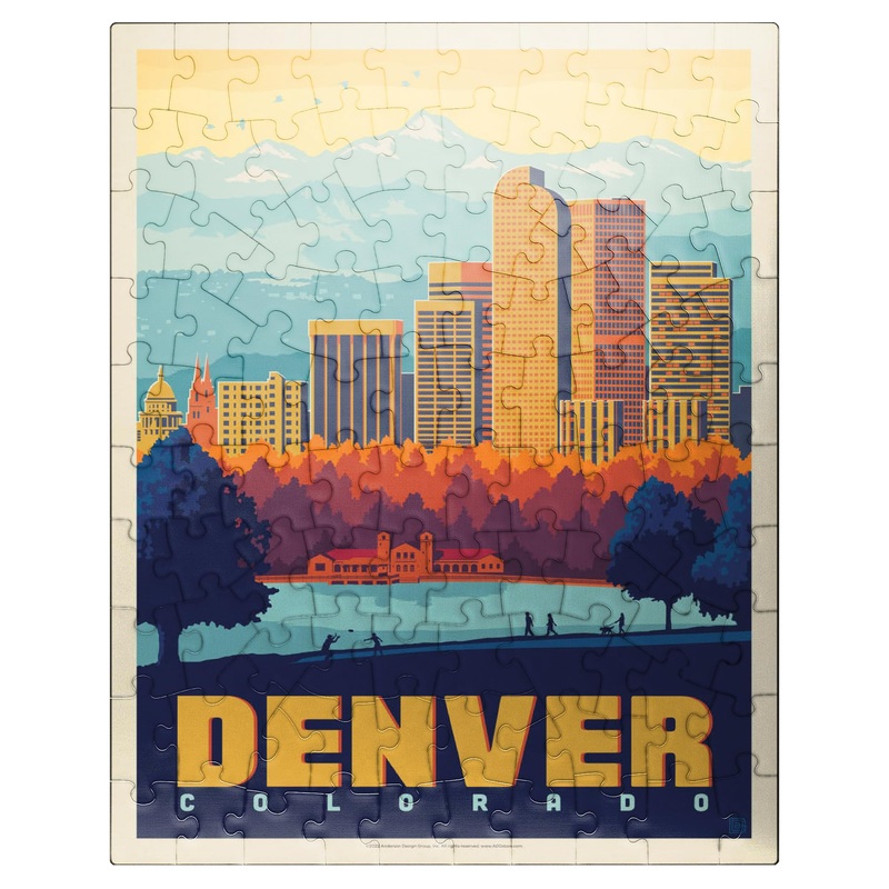 Mypuzzle Denver, Colorado: City Park, Vintage Poster - Premium 100 Piece Jigsaw Puzzle For Adults