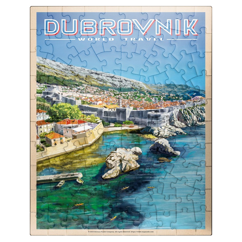 Mypuzzle Dubrovnik, Croatia - A Jewel Of The Dalmatian Coast, Vintage Travel Poster - Premium 100 Piece Jigsaw Puzzle For Adults