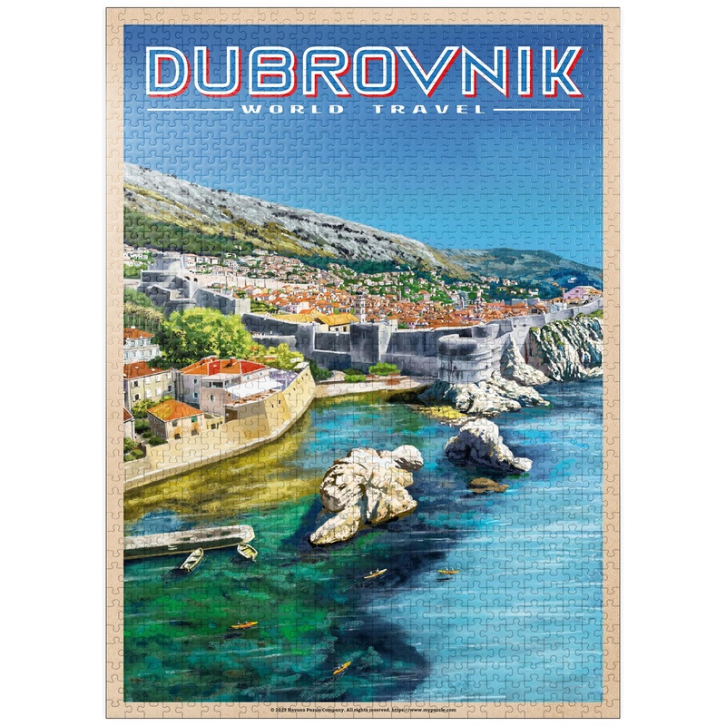 Mypuzzle Dubrovnik, Croatia - A Jewel Of The Dalmatian Coast, Vintage Travel Poster - Premium 1000 Piece Jigsaw Puzzle For Adult