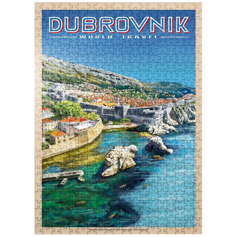 Mypuzzle Dubrovnik, Croatia - A Jewel Of The Dalmatian Coast, Vintage Travel Poster - Premium 500 Piece Jigsaw Puzzle For Adults