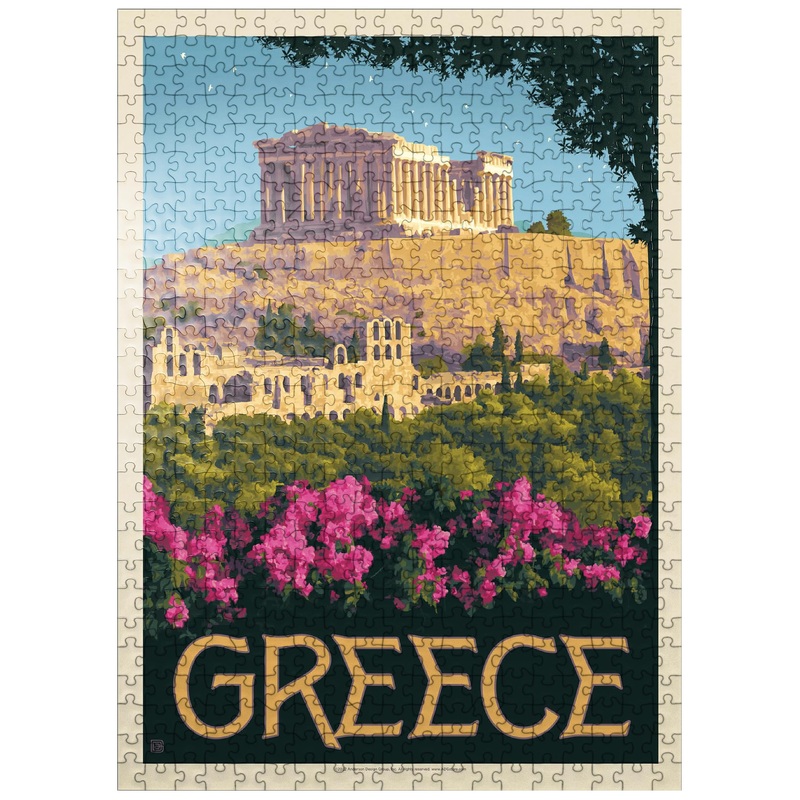 Mypuzzle Greece: The Parthenon, Vintage Poster - Premium 500 Piece Jigsaw Puzzle For Adults