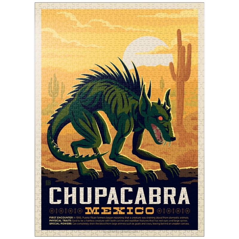 Mypuzzle Mythical Creatures: Chupacabra, Vintage Poster - Premium 1000 Piece Jigsaw Puzzle For Adults