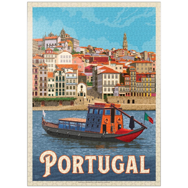 Mypuzzle Portugal: Porto District, Vintage Poster - Premium 1000 Piece Jigsaw Puzzle For Adults
