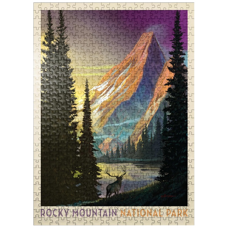 Mypuzzle Rocky Mountain National Park: Pyramid Peak, Vintage Poster - Premium 500 Piece Jigsaw Puzzle For Adults