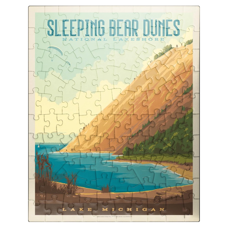 Mypuzzle Sleeping Bear Dunes National Lakeshore, Vintage Poster - Premium 100 Piece Jigsaw Puzzle For Adults